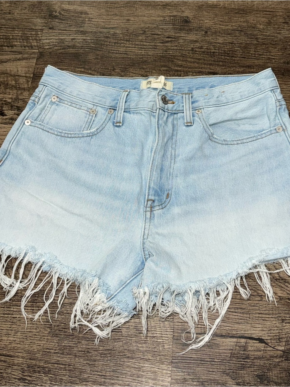 Madewell Light Blue Frayed Hem Denim Shorts